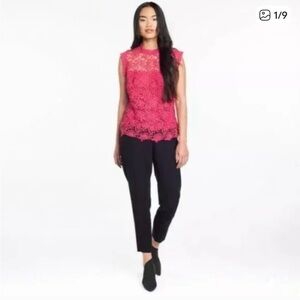 Nanette Lepore‎ Dark Pink Lace Top. Size large.
